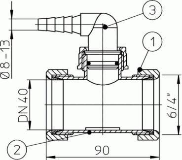 T-Stück DN40x6/4" mit HL19.2 HL19T.2/40